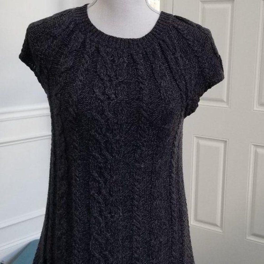 Style & Co Charcoal Gray Short Sleeve Sweater Tunic Size PM